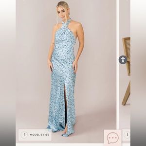 Revelry Bridesmaid - Athena Satin Floral Print Dress